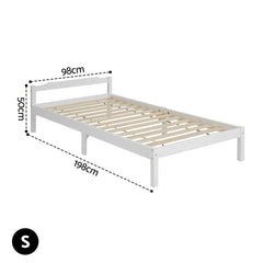Artiss Bed Frame Single Size Wooden White LEXI