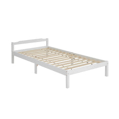 Artiss Bed Frame Single Size Wooden White LEXI