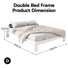 Artiss Bed Frame Double Size Wooden White JADE