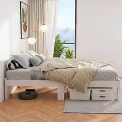 Artiss Bed Frame Double Size Wooden White JADE