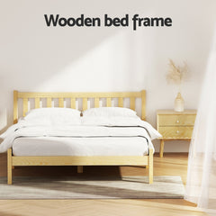 Artiss Bed Frame Double Size Wooden Oak SOFIE