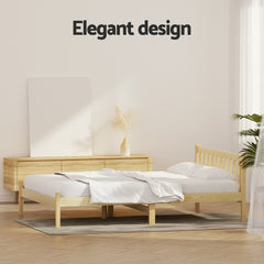 Artiss Bed Frame Double Size Wooden Oak SOFIE