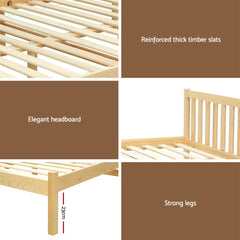 Artiss Bed Frame Double Size Wooden Oak SOFIE