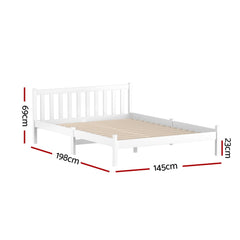 Artiss Bed Frame Double Size Wooden White SOFIE