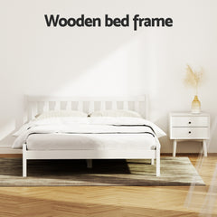 Artiss Bed Frame Double Size Wooden White SOFIE