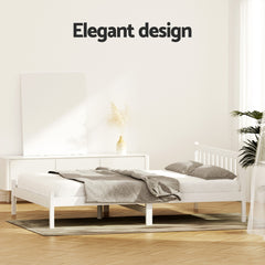Artiss Bed Frame Double Size Wooden White SOFIE