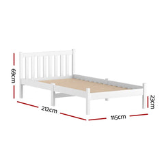 Artiss Bed Frame King Single Size Wooden White SOFIE