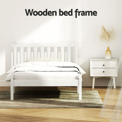 Artiss Bed Frame King Single Size Wooden White SOFIE