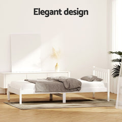 Artiss Bed Frame King Single Size Wooden White SOFIE