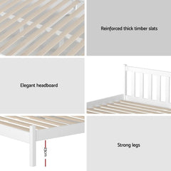 Artiss Bed Frame King Single Size Wooden White SOFIE