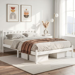Artiss Bed Frame Queen Size Wooden White SOFIE