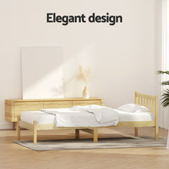 Artiss Bed Frame Single Size Wooden Oak SOFIE