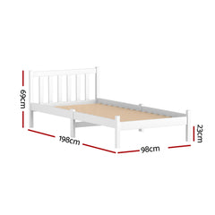 Artiss Bed Frame Single Size Wooden White SOFIE