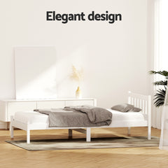 Artiss Bed Frame Single Size Wooden White SOFIE