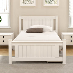 Artiss Bed Frame King Single Size Wooden Platform with 2 Storage Drawers White RIO