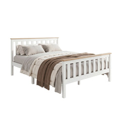 Artiss Bed Frame Double Size Wooden White PONY