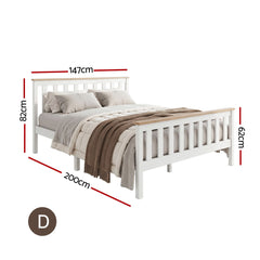 Artiss Bed Frame Double Size Wooden White PONY