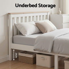 Artiss Bed Frame Double Size Wooden White PONY