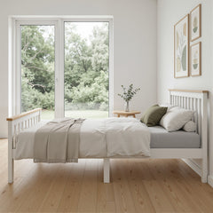 Artiss Bed Frame Double Size Wooden White PONY