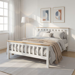 Artiss Bed Frame Double Size Wooden White PONY