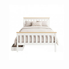 Artiss Bed Frame Double Size Wooden Platform with 2 Storage Drawers White PONY