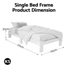 Artiss Bed Frame King Single Size Wooden White JADE