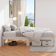 Artiss Bed Frame King Single Size Wooden White JADE