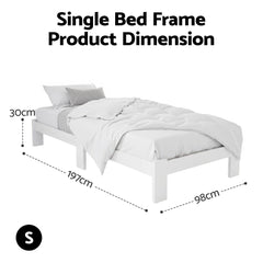 Artiss Bed Frame Single Size Wooden White JADE