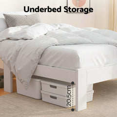 Artiss Bed Frame Single Size Wooden White JADE