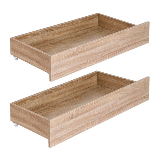 Artiss 2pcs Under Bed Storage with Wheels Rolling Wooden Drawers King Single & Queen