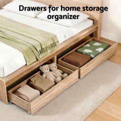 Artiss 2pcs Under Bed Storage with Wheels Rolling Wooden Drawers King Single & Queen