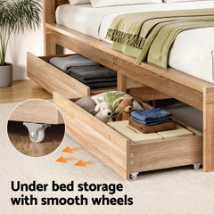 Artiss 2pcs Under Bed Storage with Wheels Rolling Wooden Drawers King Single & Queen