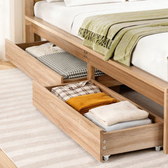 Artiss 2pcs Under Bed Storage with Wheels Rolling Wooden Drawers King Single & Queen