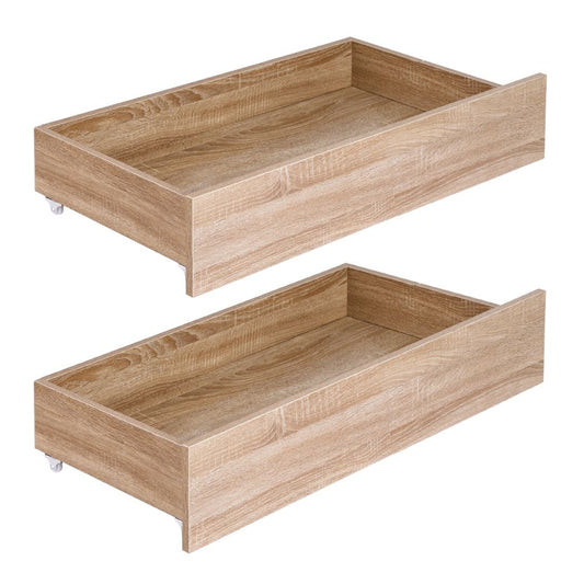 Artiss 2pcs Under Bed Storage with Wheels Rolling Wooden Drawers Single & Double
