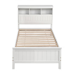 Artiss Single Bed Frame with Storage Headboard and Footboard Wooden Bed Base White