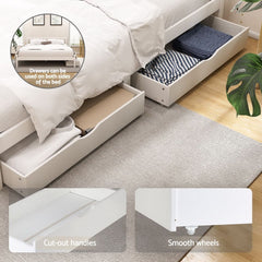 Artiss Bed Frame Double Size Wooden Platform with 2 Storage Drawers White SOFIE