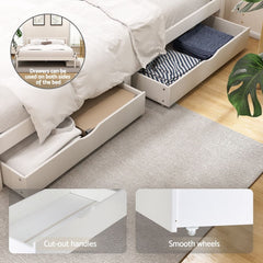 Artiss Bed Frame Queen Size Wooden Platform with 2 Storage Drawers White