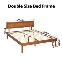 Artiss Bed Frame Queen Size Wooden Bed Base Walnut SPLAY