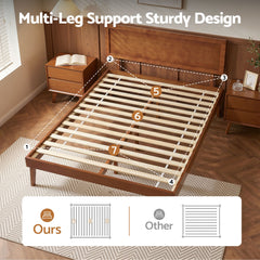 Artiss Bed Frame Queen Size Wooden Bed Base Walnut SPLAY