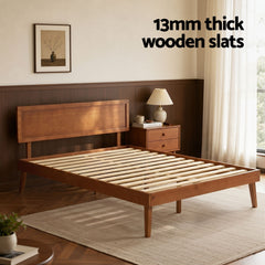 Artiss Bed Frame Queen Size Wooden Bed Base Walnut SPLAY