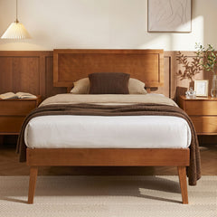 Artiss Bed Frame Single Size Wooden Bed Base Walnut SPLAY
