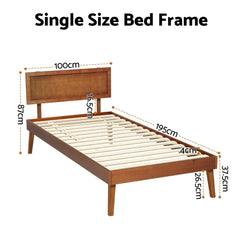 Artiss Bed Frame Single Size Wooden Bed Base Walnut SPLAY