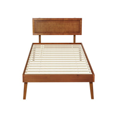 Artiss Bed Frame Single Size Wooden Bed Base Walnut SPLAY
