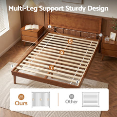 Artiss Bed Frame Single Size Wooden Bed Base Walnut SPLAY