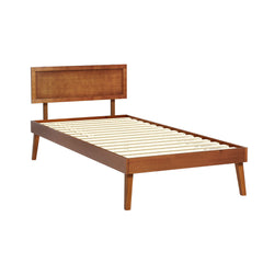 Artiss Bed Frame Single Size Wooden Bed Base Walnut SPLAY