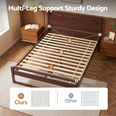 Artiss Bed Frame Double Size Wooden Walnut WITTON