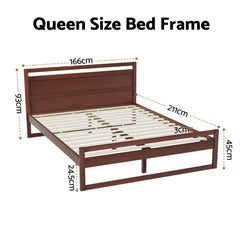 Artiss Bed Frame Queen Size Wooden Walnut WITTON