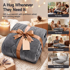 Giselle Weighted Lap Blanket 3.2KG Grey Crystal Velvet Quilted Glass Bead Fill for Sofa Office