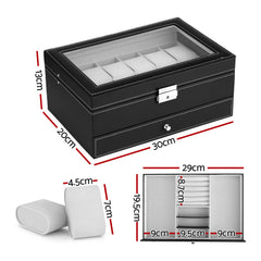 Embellir 12 Grids Watch Box Organizer Case Jewelry Display Storage Showcase