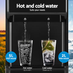 Devanti Water Cooler Dispenser 22L Bench Top Chiller Purifier Filter Hot Cold Black